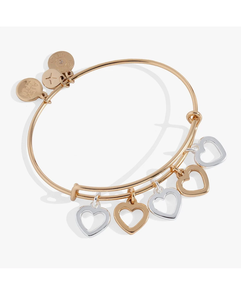 Hearts Multi Charm Bangle Bracelet
