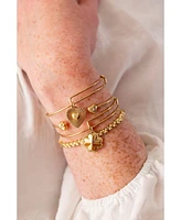 Love Luck Heart And Clover Flex Cuff Bracelet