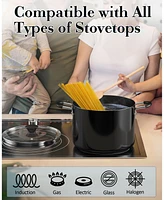 Cook N Home Professional 8-qt Nonstick Deep Cooking Pot Canning Cookware Stockpot with Glass Lid, Black