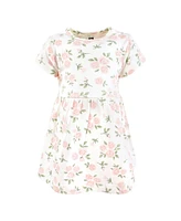 Hudson Baby Girls Cotton Dresses, Soft Pink Sage Rose