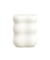 LuxenHome White MgO Modern Curves Square 18.5-Inch Tall Side Table, Indoor and Outdoor