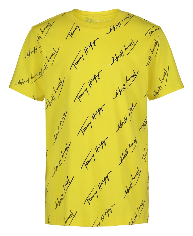 Tommy Hilfiger Toddler and Little Boys Angled Script Print Short Sleeve T-Shirt