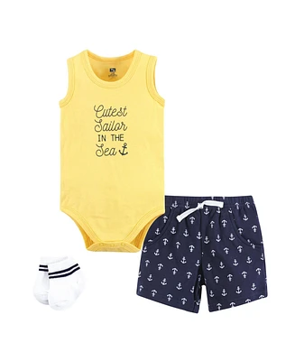 Hudson Baby Boys Bodysuit, Short and Sock