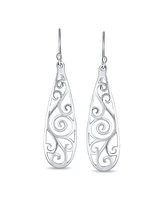 Bling Jewelry Balinese Dangle Earrings with Filigree Swirl in Sterling Silver
