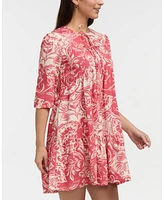 Ellen Tracy Women's Tiered Dress with Double Tie Neckline