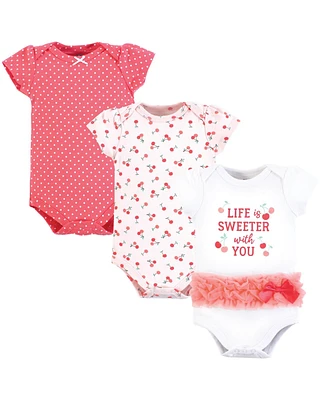 Hudson Baby Girls Cotton Bodysuits 3-Pack, Life Is Sweeter Tutu