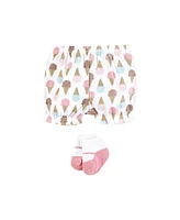 Hudson Baby Girls Bodysuit, Short and Sock, Melt My Heart Ice Cream
