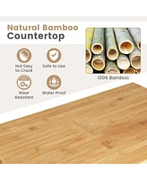 3-Tier Kitchen Island Cart Rolling Service Trolley with Bamboo Top