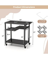 Rolling Grill Cart 3-Shelf Bbq Cart with Hooks and Side Handle