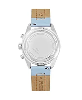 Abingdon Co. Women's Jordan Chronograph Multifunctional Gulfhawk Blue Leather Strap Watch, 40mm