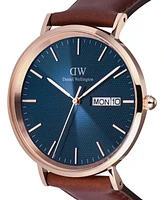 Daniel Wellington Men's Analog Brown Leather Watch, 40mm