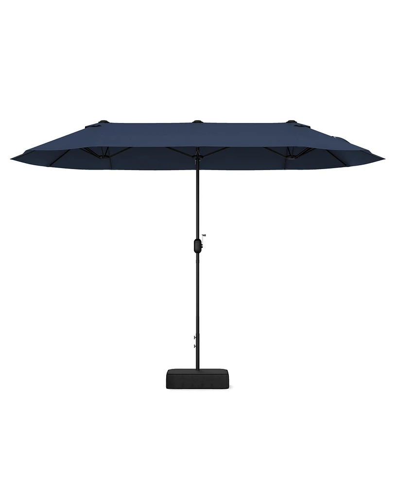 Gymax 13FT Double-sided Patio Umbrella w/ Crank Handle Umbrella Base Safety Lock