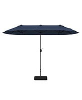 Gymax 13FT Double-sided Patio Umbrella w/ Crank Handle Umbrella Base Safety Lock