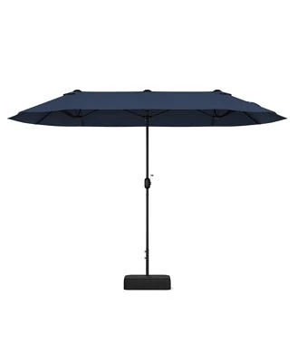 Gymax 13FT Double-sided Patio Umbrella w/ Crank Handle Base Safety Lock