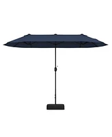 Gymax 13ft Double Sided Patio Umbrella W Crank Handle Umbrella Base Safety Lock