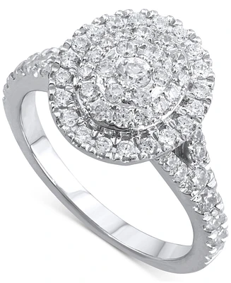 Diamond Oval Cluster Engagement Ring (1 ct. t.w.) in 14k White Gold