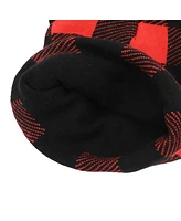 Hello Kitty Head Shape Red Plaid Cuff Beanie With Fleece Bow