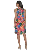 Jessica Howard Petite Floral Sleeveless Jewel-Neck Shift Dress