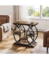 Tribesigns 4-Shelf Side End Table, 23.6-Inch Rustic Narrow Bedside Table with Storage for Living Room, Bedroom, Entryway