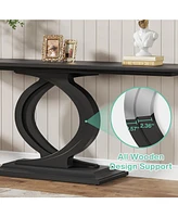 Tribesigns 59 Inches Console Table for Entryway, White Farmhouse Living Room, Wood Sofa Behind Couch, Modern Narrow Long Foyer