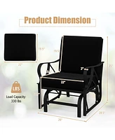 Patio Rocking Chair with Cushion Heavy-Duty Metal Frame Smooth Glider Outdoor