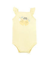 Hudson Baby Girls Bodysuit, Short and Sock, Main Squeeze Lemon