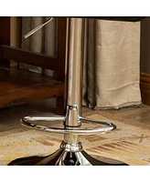 Set of 2 Adjustable Swivel Bar Stools with Diamond-Tufted Faux Leather Seats, Footrest, and Chrome Base for Kitchen or Home Bar-The Pop