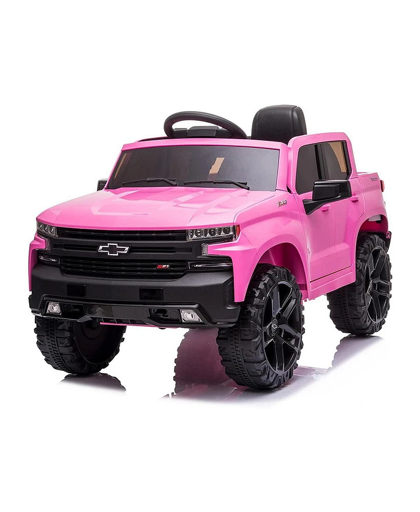 Funtok Licensed Chevrolet 12V Kids Boys and Girls Electric Ride on Truck Car Electric Vehicle with Parents Remote Control, 2 Speeds, 4 Wheels, Led Lig
