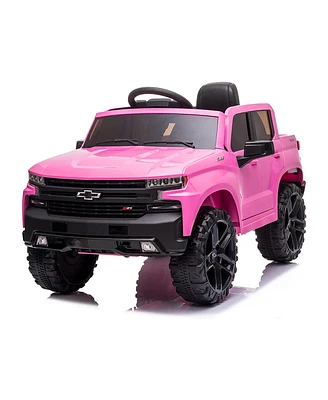 Funtok Licensed Chevrolet 12V Kids Boys and Girls Electric Ride on Truck Car Electric Vehicle with Parents Remote Control, 2 Speeds, 4 Wheels, Led Lig