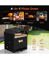 4-in-1 Outdoor Portable Pizza Oven with 12 Inch Pizza Stone