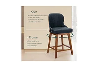 Dyhome Counter Height Bar Stools Set of 2, Swivel Pu Leather with Bentwood Backs, 26 Inch Seat Height, for Kitchen Island