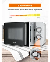 Commercial Chef Small Microwave 0.7 Cu. Ft. Countertop Microwave with Mechanical Control, White Microwave with 6 Power Levels, Outstanding Portable Mi