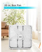 Black+Decker Box Fan with 3 Speed Settings, 20” Box Fan with Carrying Handle, Rotary Knob and Recessed Cord Storage, Portable Fan and Cooling F