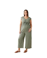 Ingrid + Isabel Maternity Luxe Linen Jumpsuit Agave M