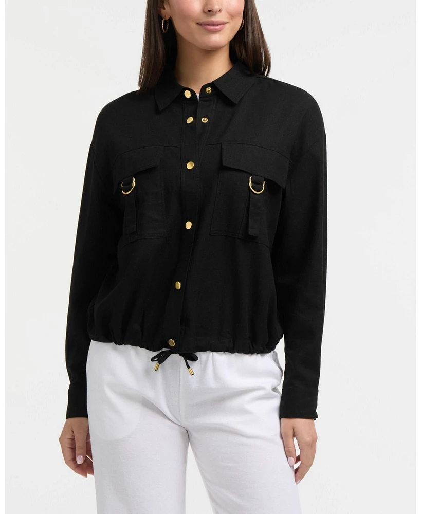 Ellen Tracy Women's Linen-Blend Safari Jacket