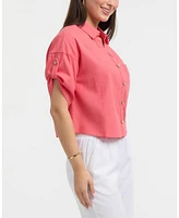 Ellen Tracy Women's Camp Shirt with Button Front