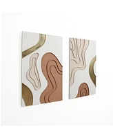 LuxenHome Brown and White Rectangle 18.9" W x 31.5" H Abstract Metal Wall Decor, Set of 2
