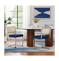 Set of Two Velvet Upholstered Dining Side Chairs with Stylish Design