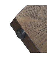 LuxenHome 20-Inch Round Wood Side Table with Walnut Finish
