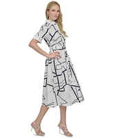 Dkny Women's Printed Cotton Shirt Dress