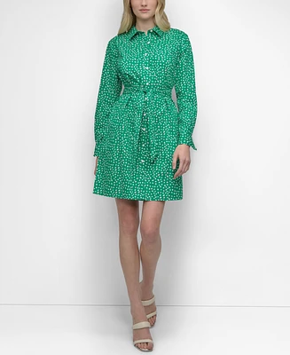 Dkny Women's Belted Star-Print Cotton Mini Dress