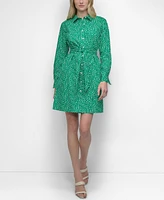 Dkny Women's Belted Star-Print Cotton Mini Dress