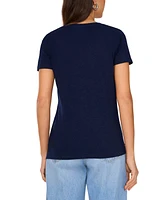 Vince Camuto Women's Cotton Solid-Color V-Neck Pocket T-Shirt