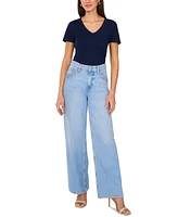 Vince Camuto Women's Cotton Solid-Color V-Neck Pocket T-Shirt
