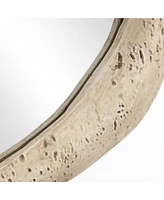 LuxenHome Travertine-Style Frame Freeform Oval Wall Mirror