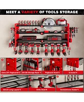 Hausource 4 Tier Power Tool Organizer Shelving Wall Mount Utility Storage Rack，Red