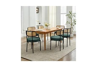 Dyhome Mid-Century Modern Dining Chairs, Room Chairs Set of 6 with Rattan Cane Back, Upholstered Boucle Metal Legs