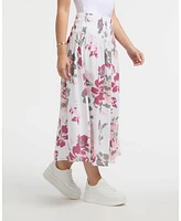 Ellen Tracy Women's Smocked Waist Linen-Blend Skirt