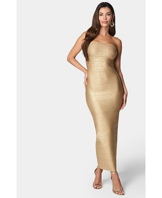 Bebe Women's Long Strapless Bandage Dress