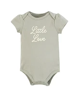 Hudson Baby Girls Bodysuit, Short and Sock, Pink Sage Floral